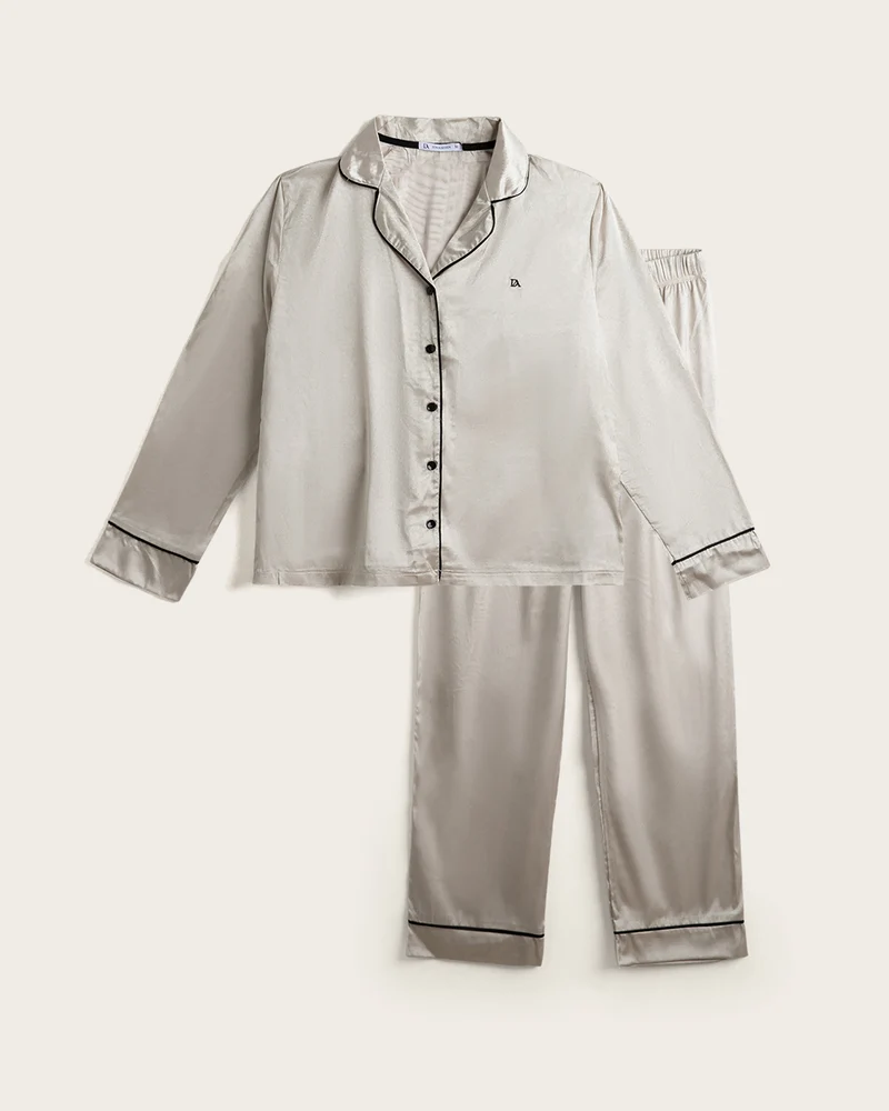 Pijama Largo Mujer Satinado - Beige