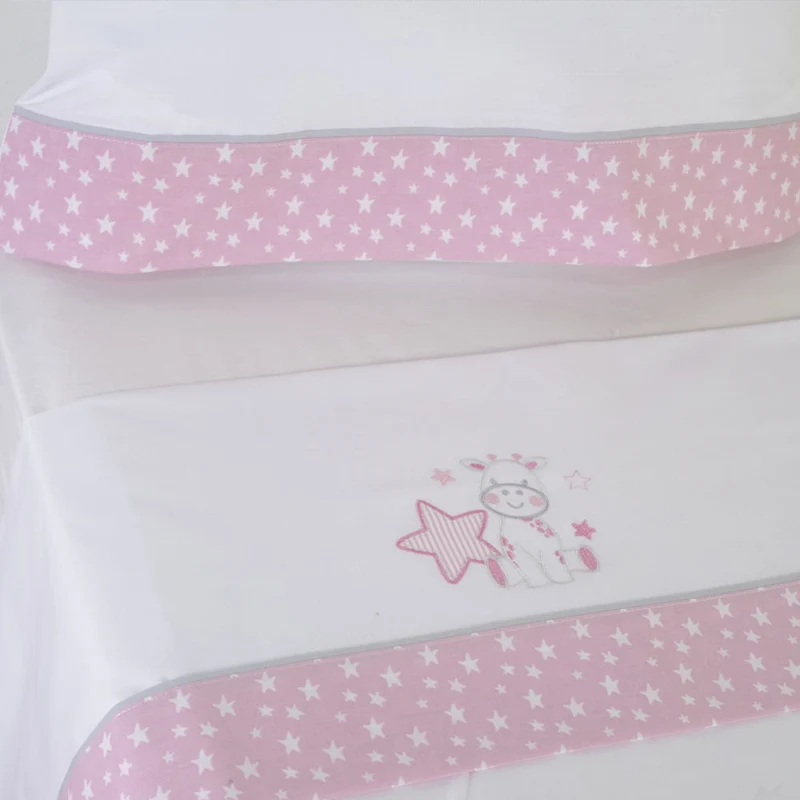 Juego de sábanas cuna jirafa 378 blanco/rosa
