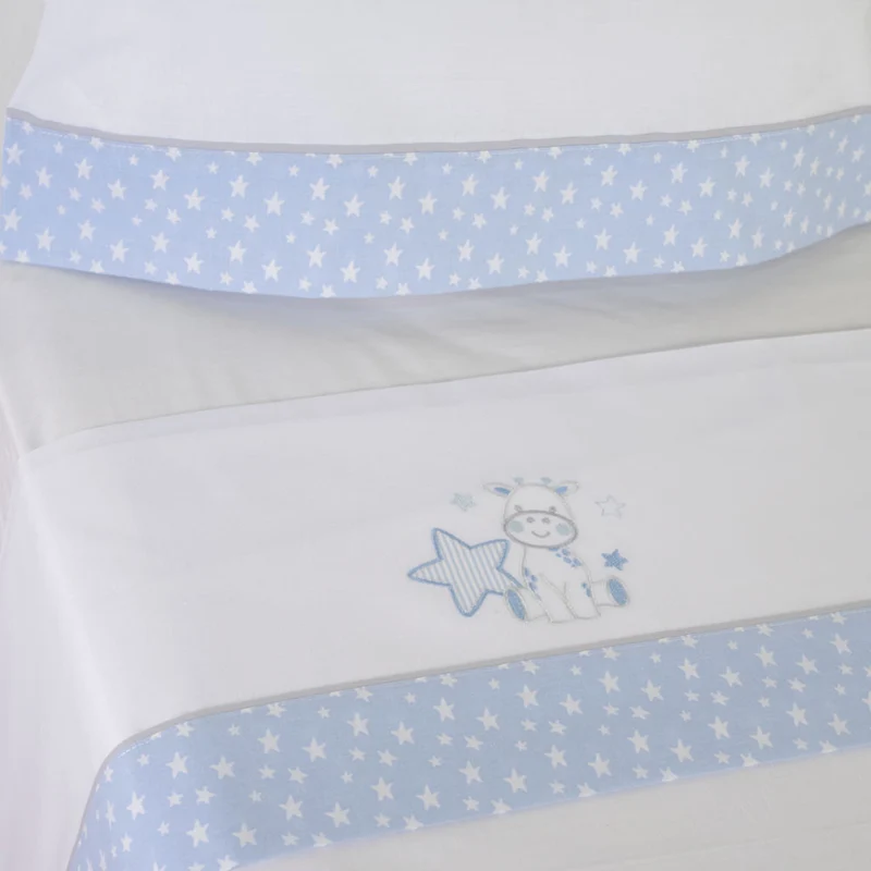 Juego de sábanas cuna jirafa 378 blanco/azul