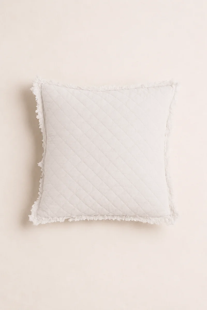 Cojín Flecos Liso Blanco
