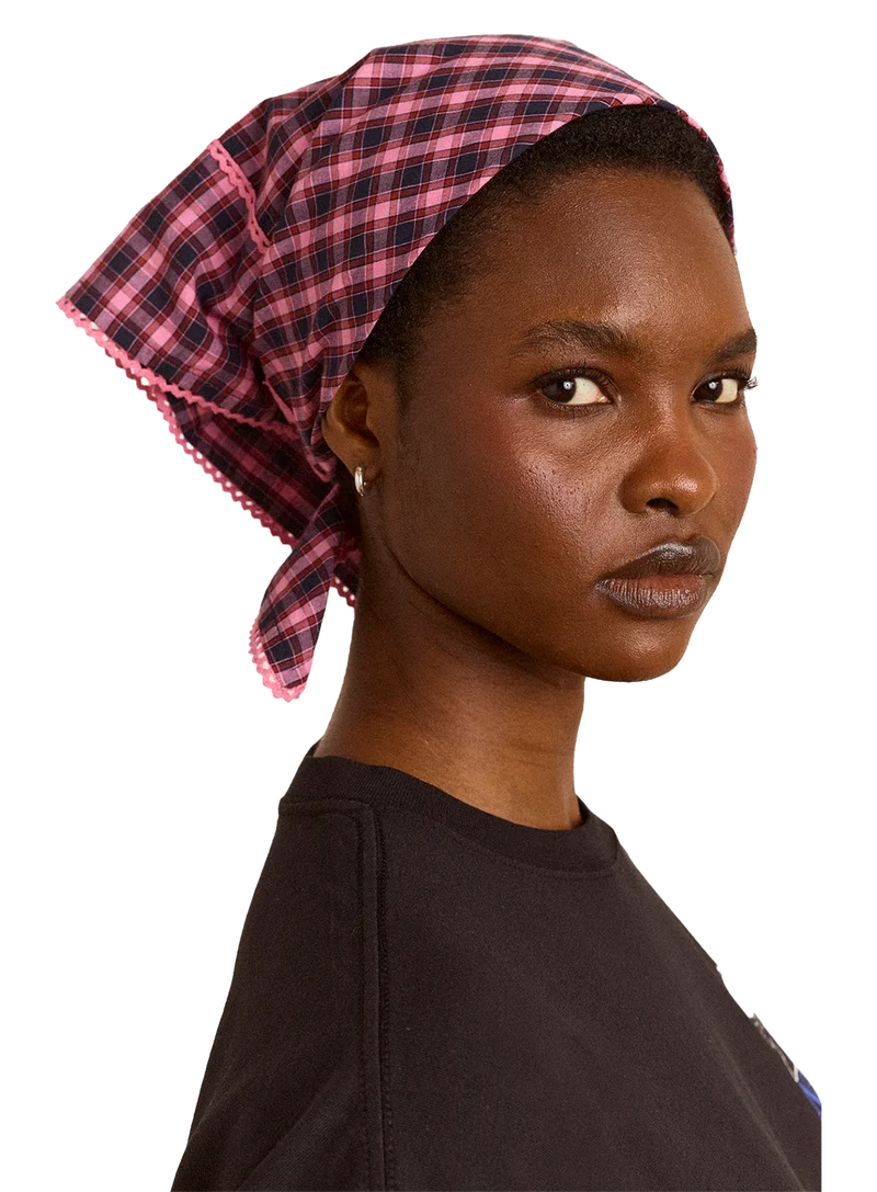 Pañuelo Headscarf Magenta Check