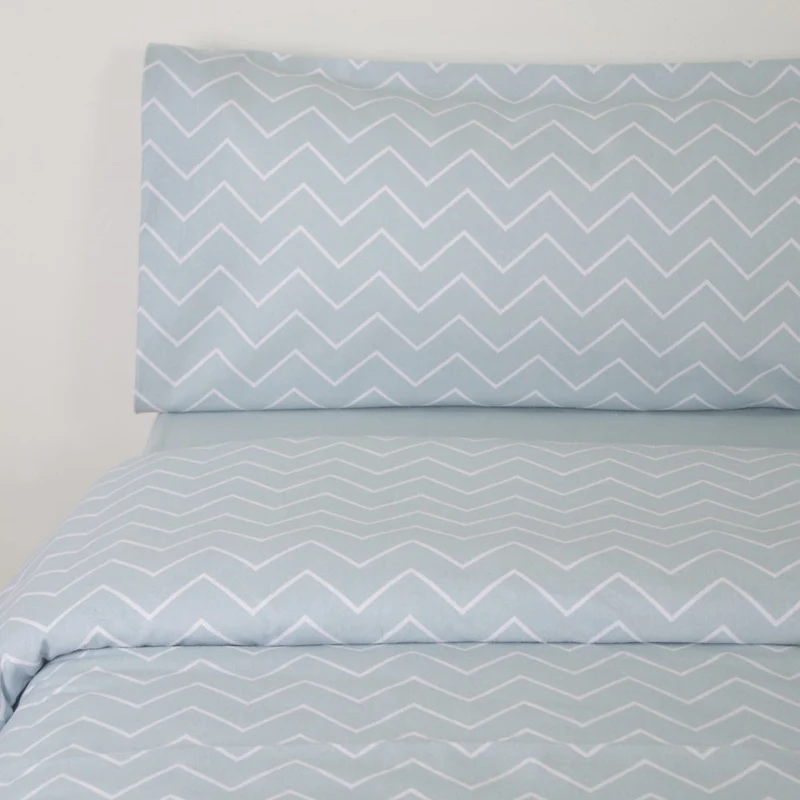 Funda nórdica franela zig zag jade