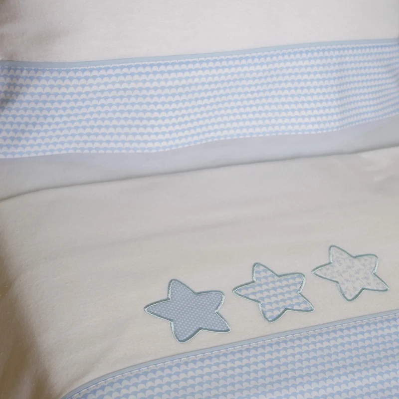 Juego de sábanas cuna franela estrellas 476 blanco/azul