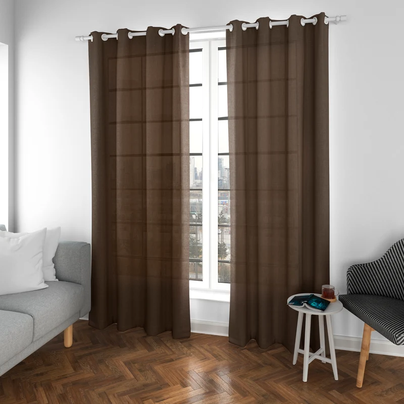 Cortinas Translúcidas de Salón 140x260cm, 2 Piezas- Marrón
