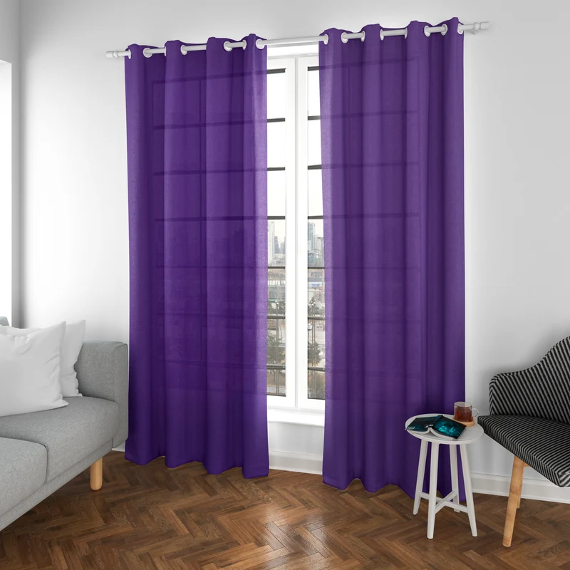 Cortinas Translúcidas de Salón 140x260cm, 2 Piezas- Lila