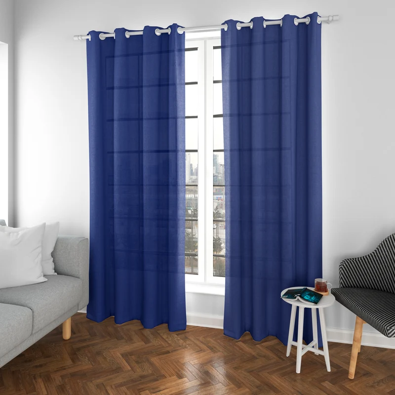 Cortinas Translúcidas de Salón 140x260cm, 2 Piezas- Azul