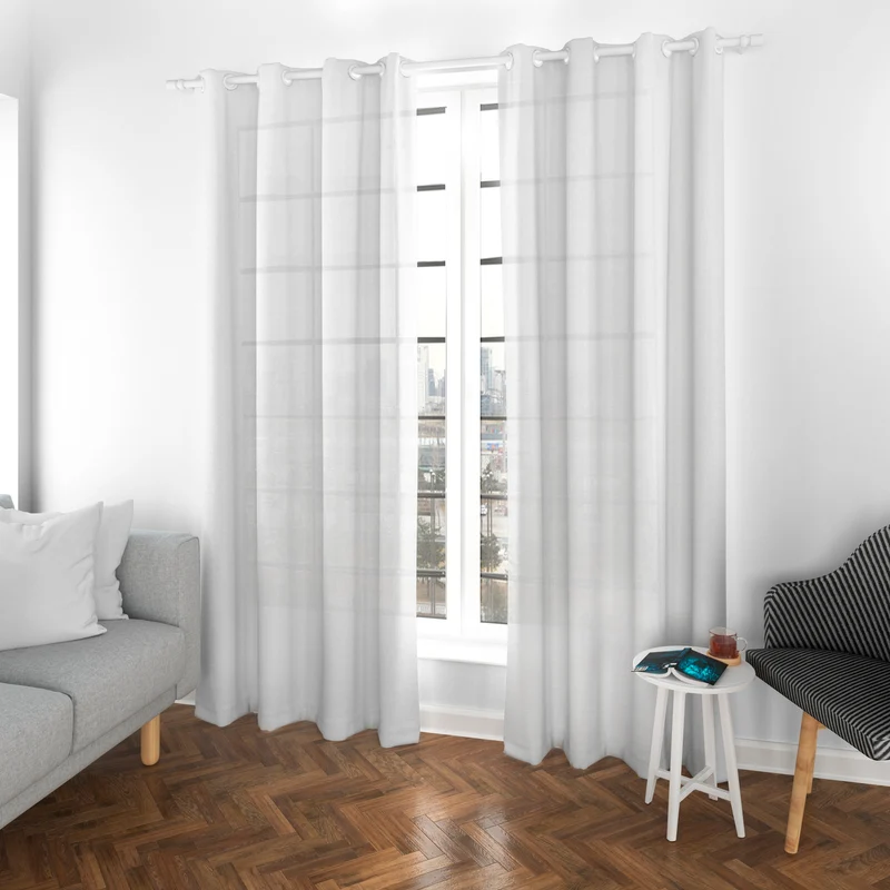 Cortinas Translúcidas de Salón 140x260cm, 2 Piezas- Blanco