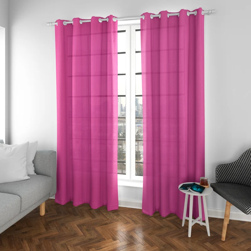 Cortinas Translúcidas de Salón 140x260cm, 2 Piezas- Fucsia