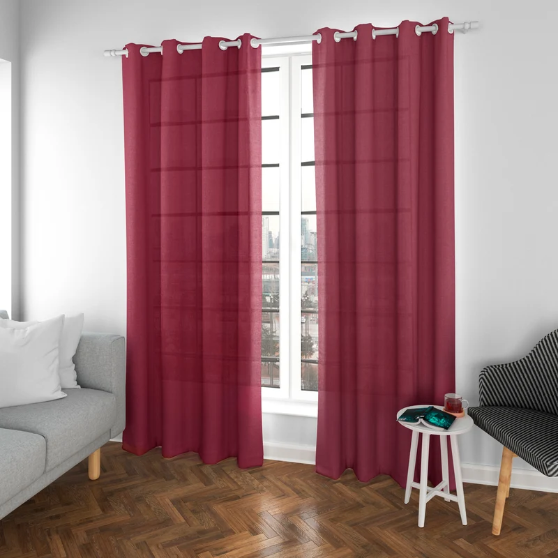 Cortinas Translúcidas de Salón 140x260cm, 2 Piezas- Granate
