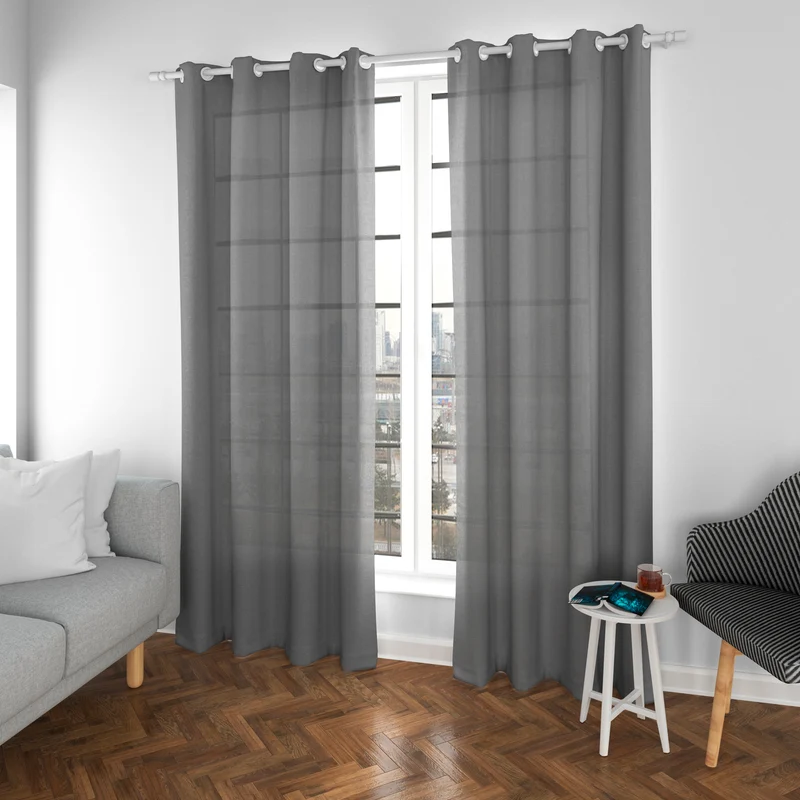 Cortinas Translúcidas de Salón 140x260cm, 2 Piezas- Gris