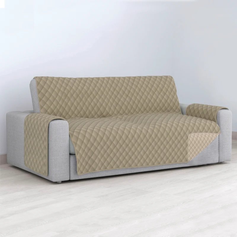 Funda de Sofá Reversible con Reposabrazos - Beige