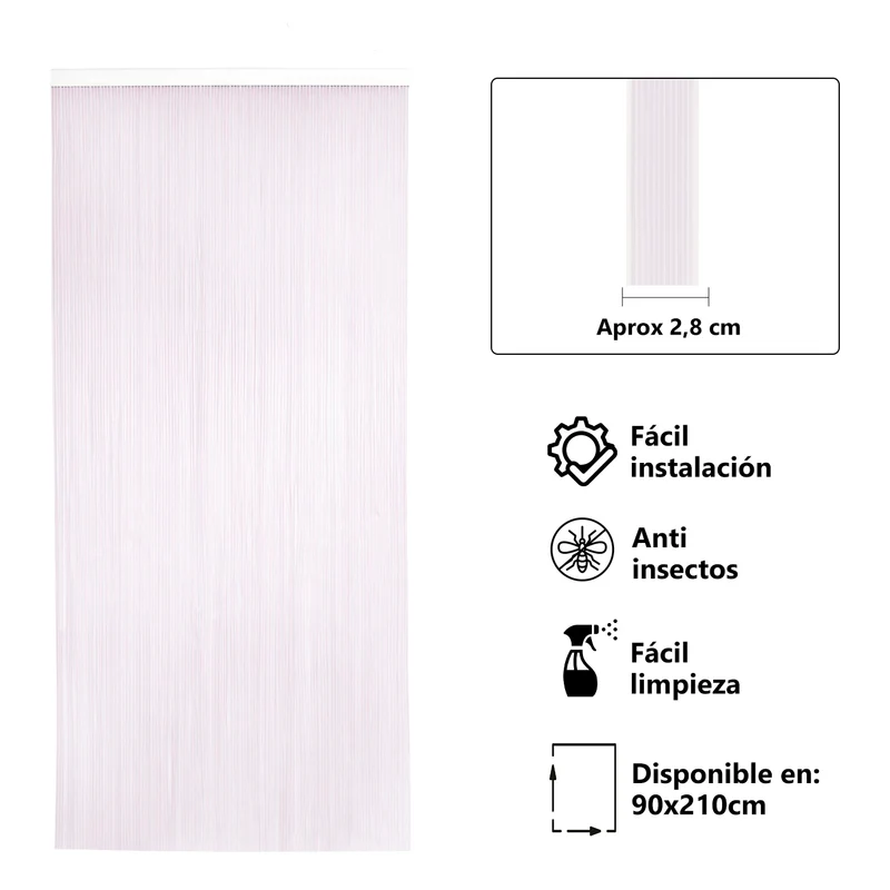 Cortinas de PVC para Interior o Exterior 90x210- L2, Rosa claro