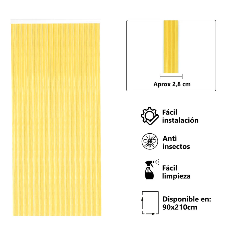 Cortinas de PVC para Interior o Exterior 90x210- L3, Amarillo