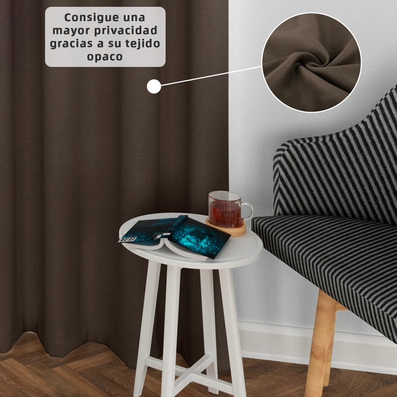 Cortinas Opacas, Blackout, Térmicas Aislantes del Frio y del Calor- Marrón
