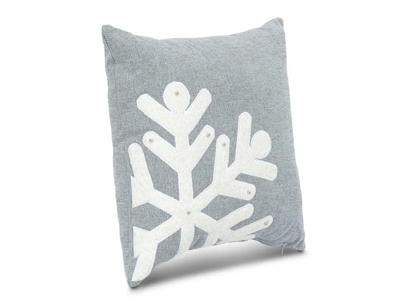 Cojin Navidad Winter Copo Gris Cuadrado Pequeño