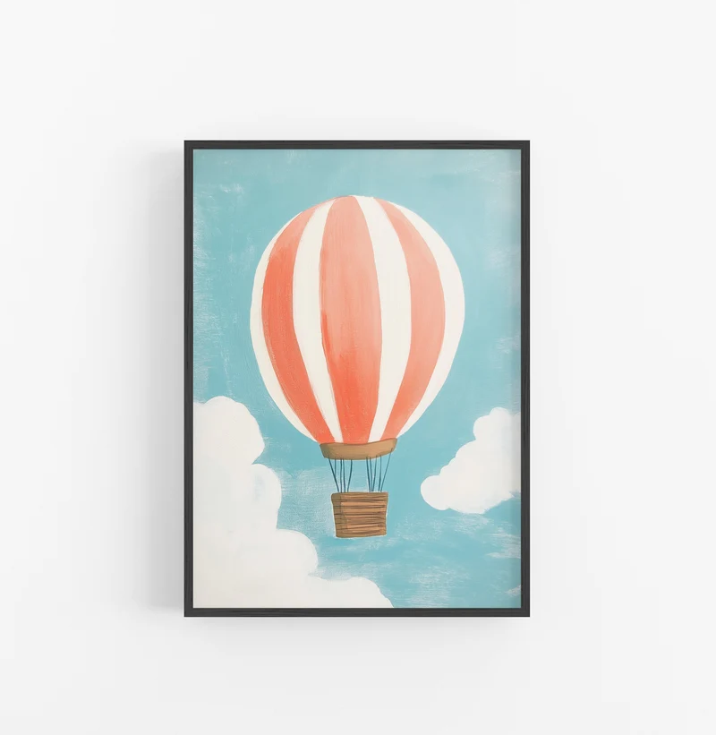 Cuadro Globo Rayas Gruesas Naranja Blanco