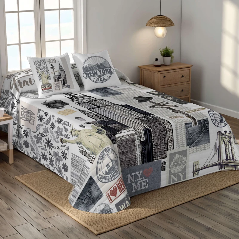 COLCHA BOUTI ESTAMPADA NY TRAVEL