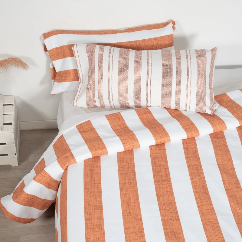 Funda nórdica Raya Naranja Tostado