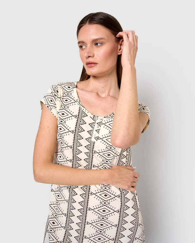 Camisón corto de algodón ripley marrón