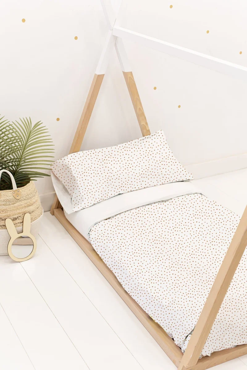 Funda nórdica Infantil y funda almohada Mini Topos Fondo Blanco
