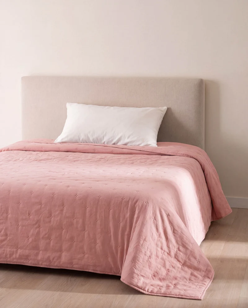 Funda nórdica acolchada perforada rosa keike