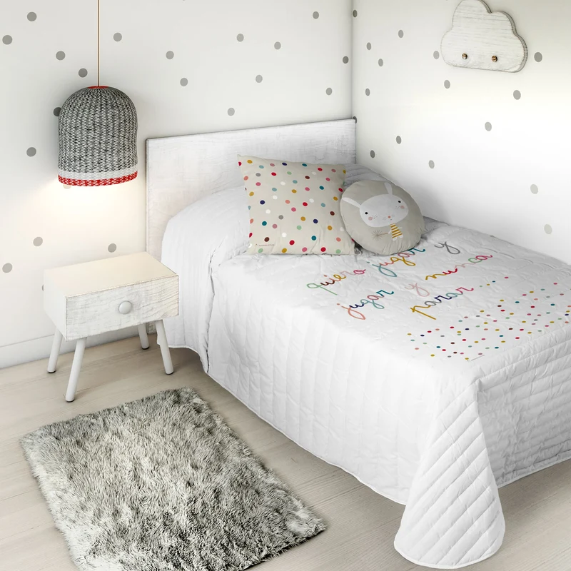 COLCHA BOUTI REVERSIBLE ESTAMPADA INFANTIL JUGAR 100% ALGODÓN