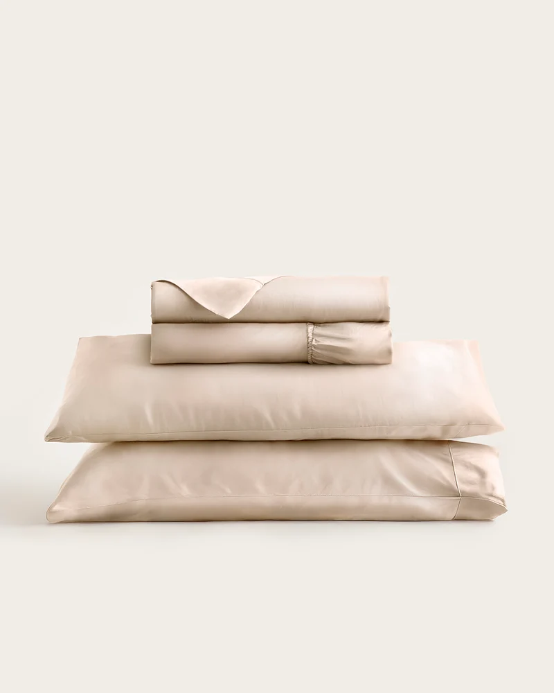 Juego de Sábanas Seda de Bambú - Beige