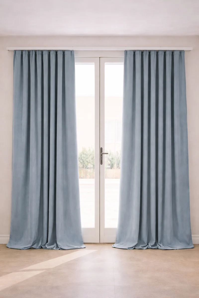 Cortina onda perfecta ante opaca azul keike
