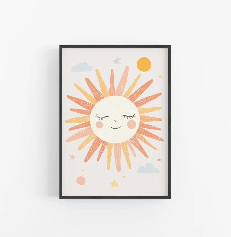 Cuadro Sol Dibujos Animados Naranja Amarillo
