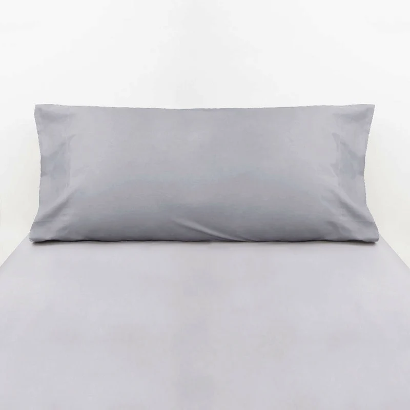 Funda almohada algodón percal 200 hilos gris