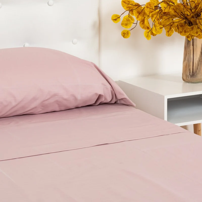 Juego sábanas algodón percal rosa malva (180 hilos)