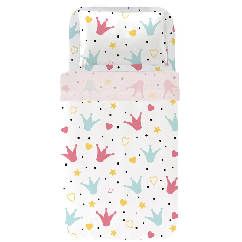 Juego Sábanas Infantil Estampado Coronas Multicolor