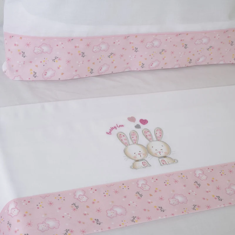 Juego de sábanas cuna 291 blanco/rosa