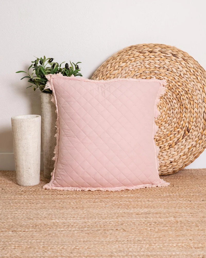 Cojín Flecos Liso Rosa Keike