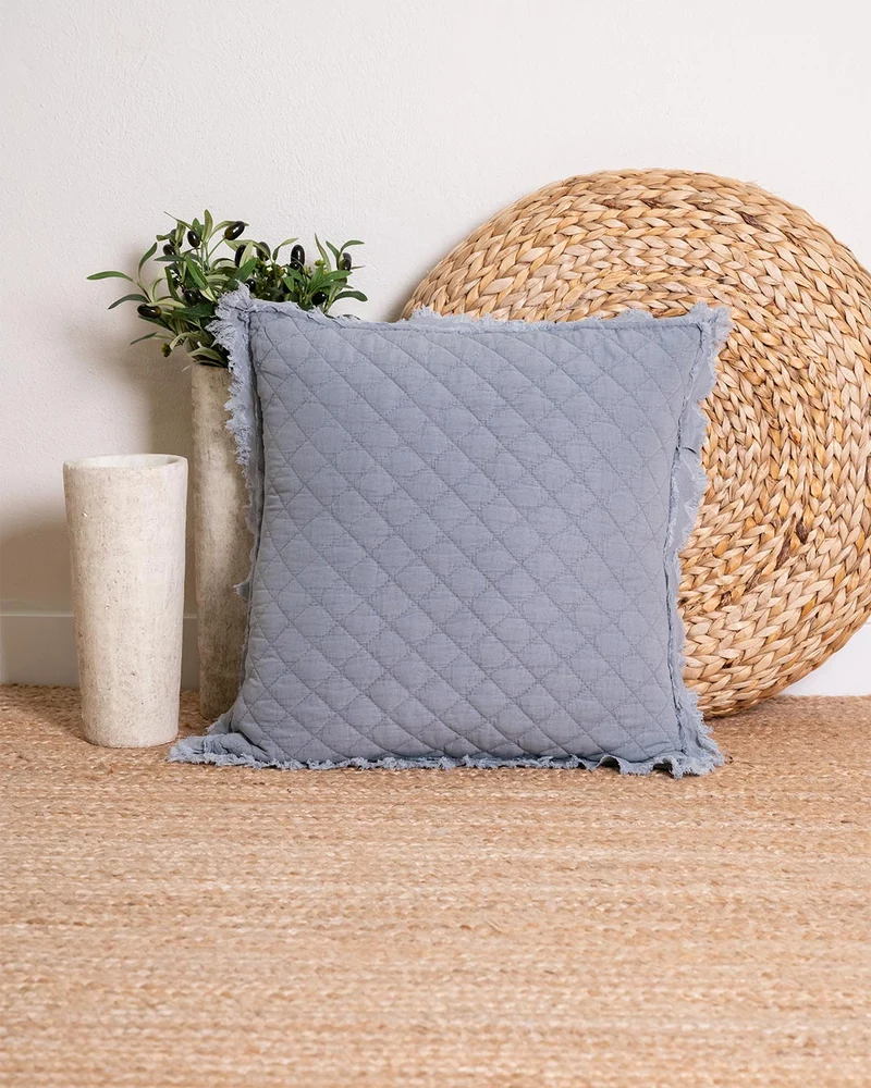 Cojín Flecos Liso Azul Keike