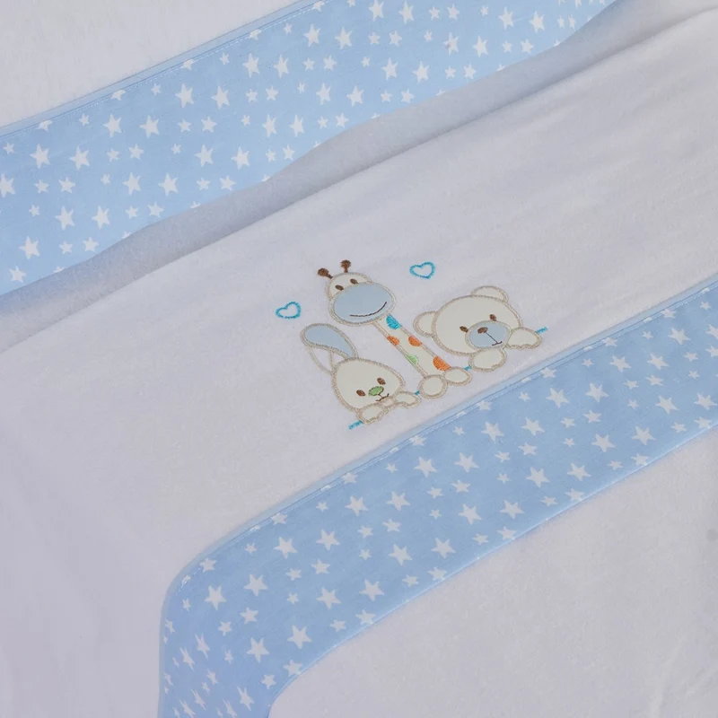 Juego de sábanas cuna franela 068 blanco/azul