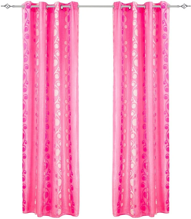 Cortinas Doble Visillos para Ventanas - 2 Piezas de 150x260cm (ROSA)