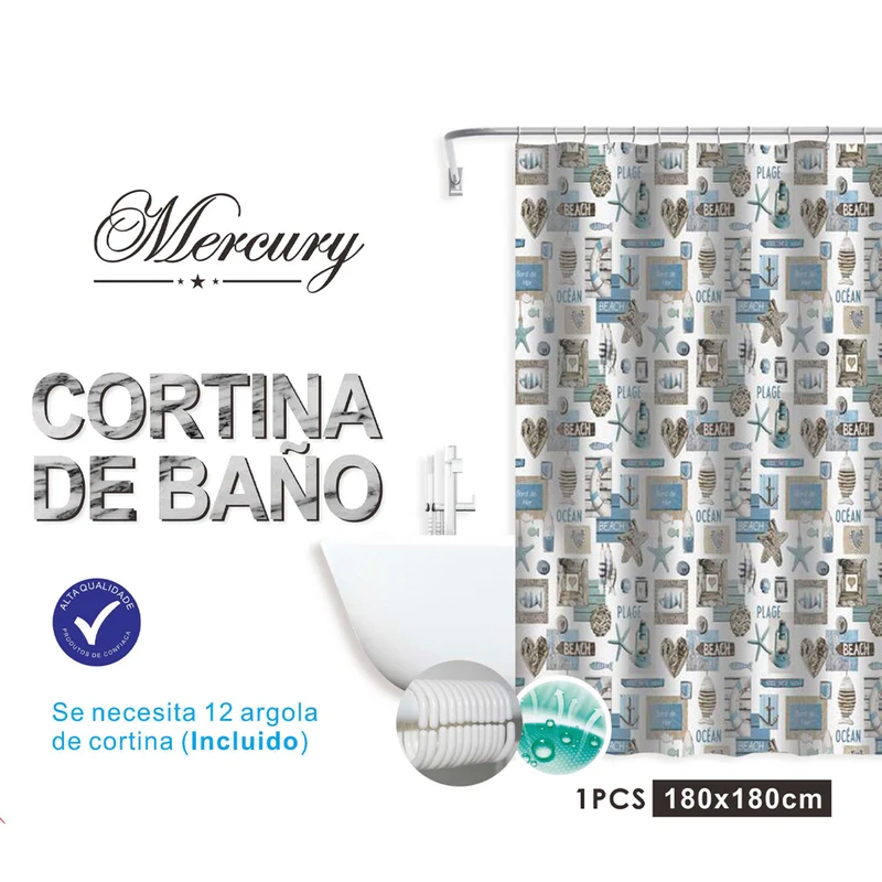 Cortina de baño impermeable de diseño moderno - Océano