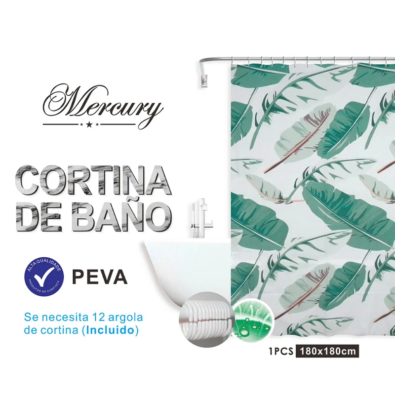 Cortina de baño impermeable de diseño moderno - Hojas