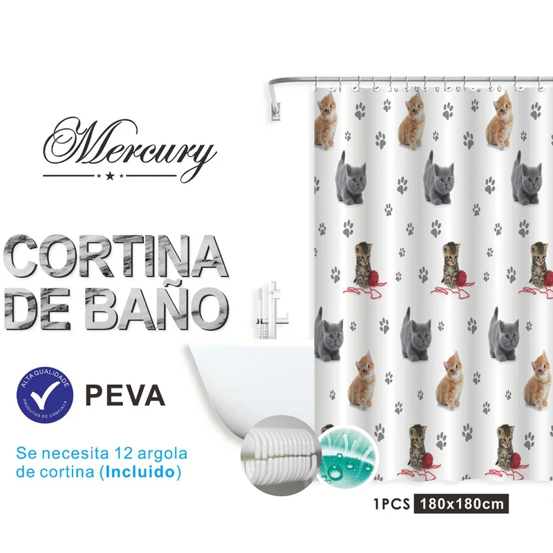Cortina de baño impermeable de diseño moderno - Animal