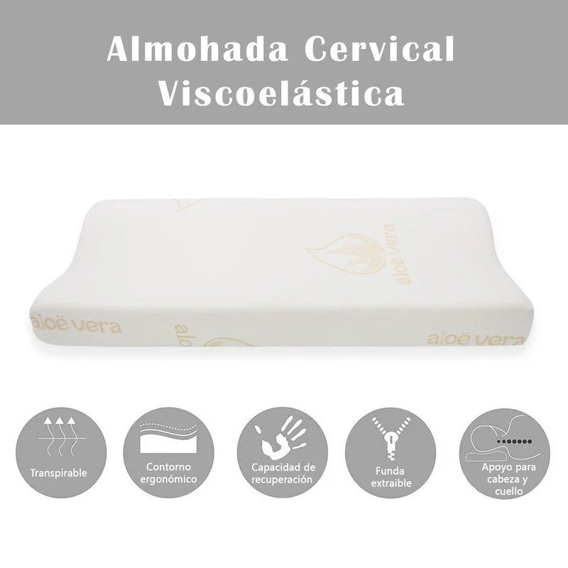 Almohada cervical viscoelástica - 70 x 33 cm