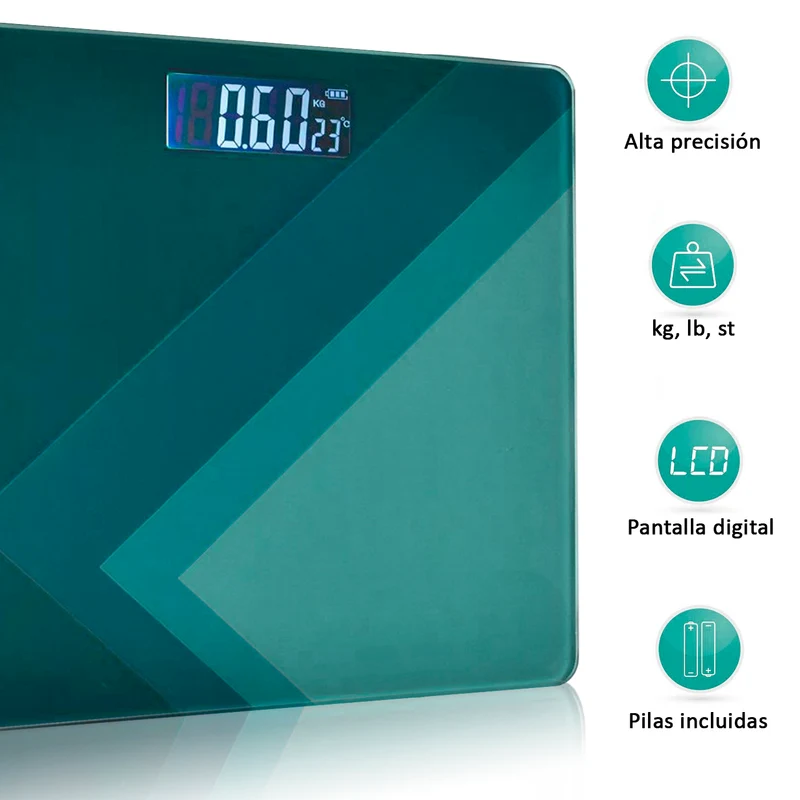 Báscula de Baño Digital ultrafina de vidrio templado para el baño con sensores de alta precisión, tecnología step-on y pantalla LCD