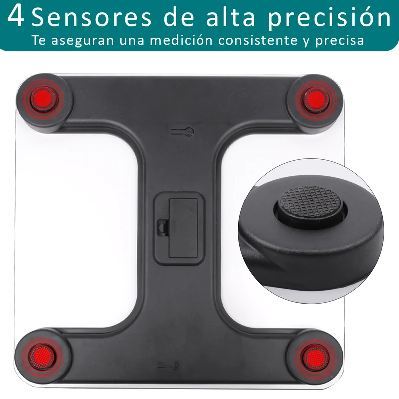 Báscula de Baño Digital ultrafina de vidrio templado para el baño con sensores de alta precisión, tecnología step-on y pantalla LCD