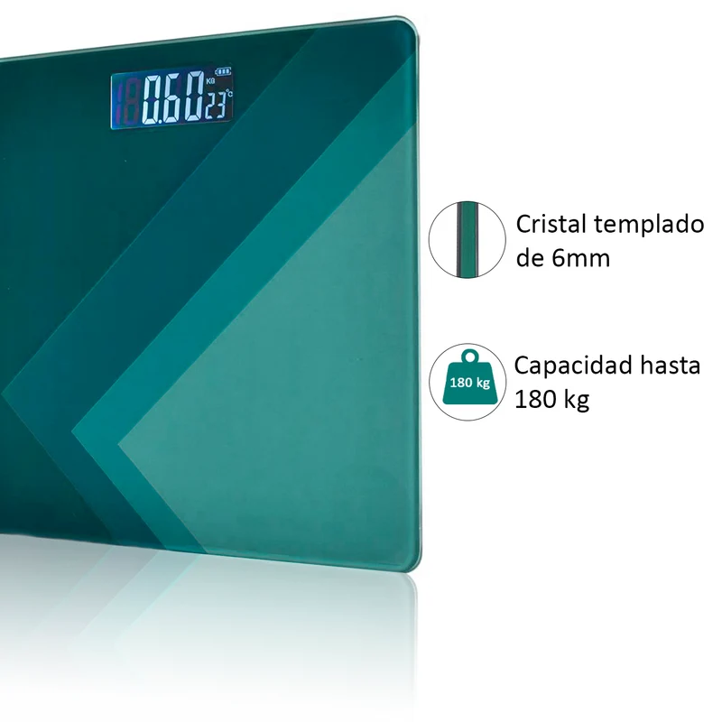 Báscula de Baño Digital ultrafina de vidrio templado para el baño con sensores de alta precisión, tecnología step-on y pantalla LCD