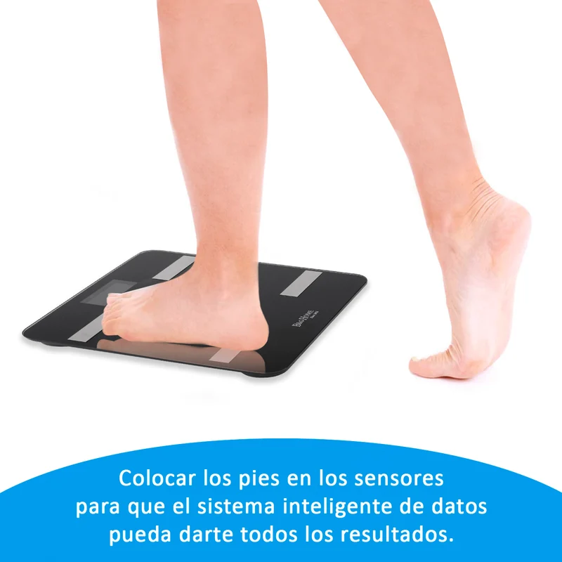Báscula inteligente Analiza 8 Funciones, Monitores de Composición Corporal con App para Peso Corporal, Grasa, Agua, IMC, BMR, Masa Muscula