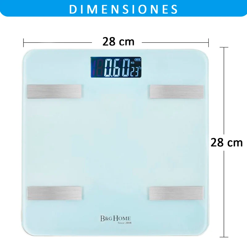 Báscula inteligente Analiza 8 Funciones, Monitores de Composición Corporal con App para Peso Corporal, Grasa, Agua, IMC, BMR, Masa Muscula