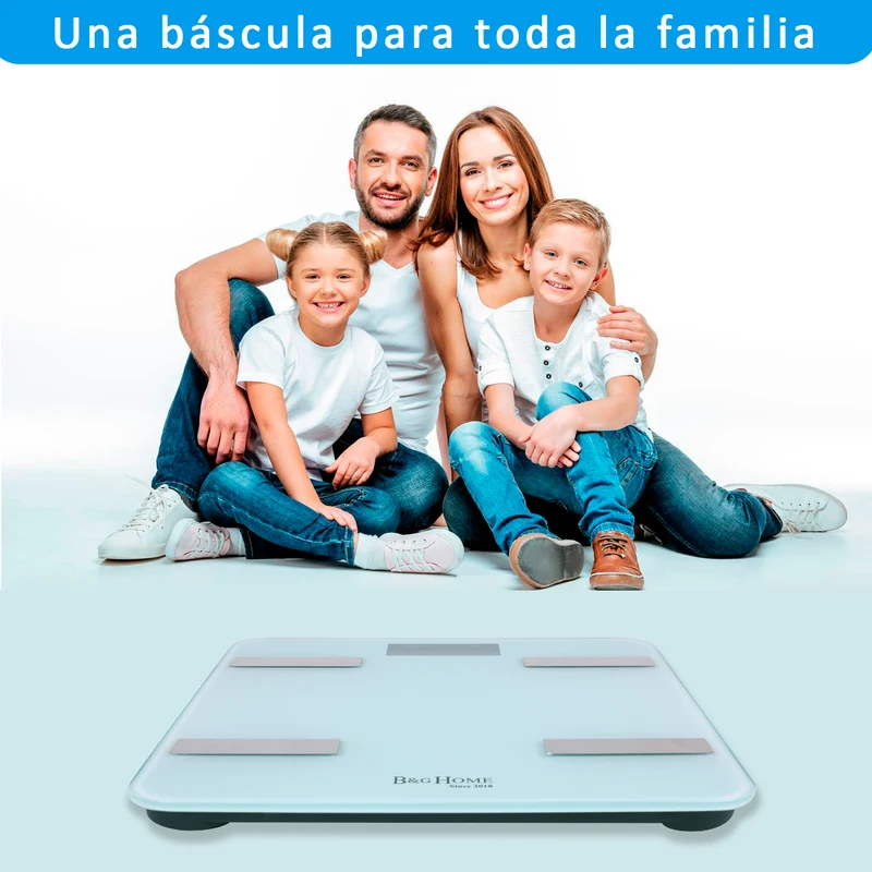 Báscula inteligente Analiza 8 Funciones, Monitores de Composición Corporal con App para Peso Corporal, Grasa, Agua, IMC, BMR, Masa Muscula