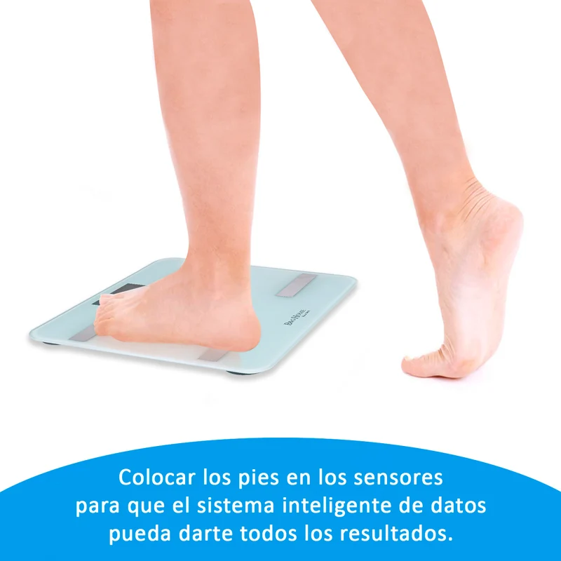 Báscula inteligente Analiza 8 Funciones, Monitores de Composición Corporal con App para Peso Corporal, Grasa, Agua, IMC, BMR, Masa Muscula