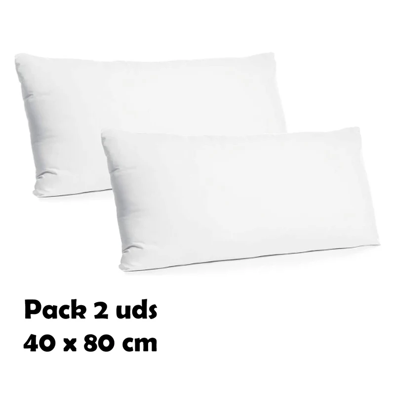 Almohada rellena de fibra hueca - Pack 2 uds - 40 x 80 cm