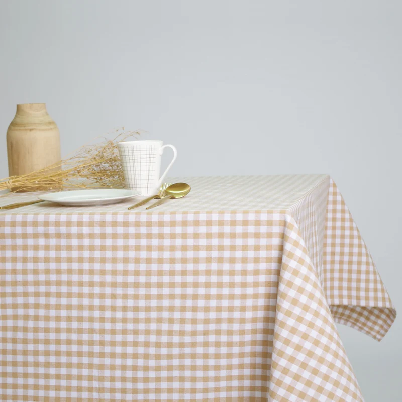 Mantel cotton cuadro vichy beige